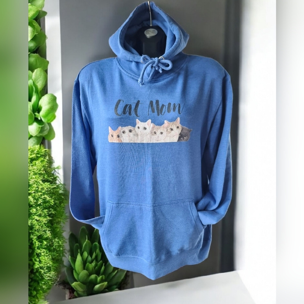 Lane Seven Blue "Cat Mom" Hoodie Sz L